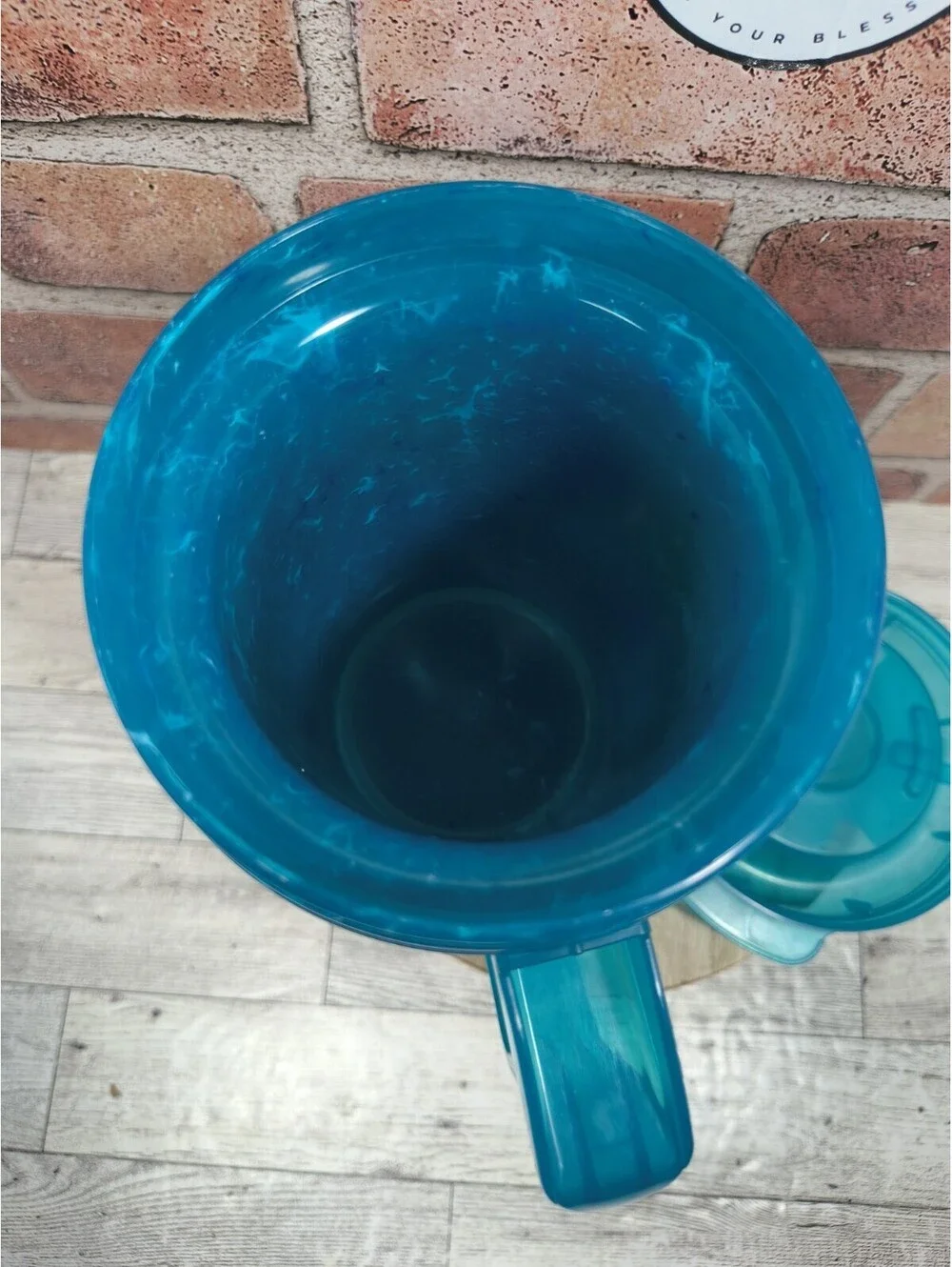 Vintage Whirley Teal Ocean City MD 32oz Travel Mug Surfing Palm Trees With Lid